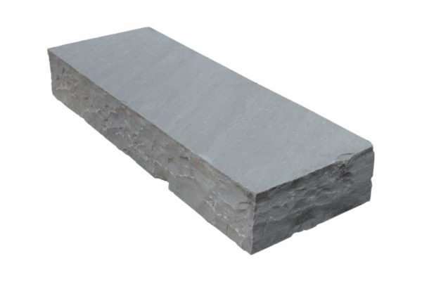 Blockstufe Sandstein Silver Grey, gespalten, grau